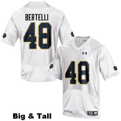 Notre Dame Fighting Irish Men's Angelo Bertelli #48 White Under Armour Authentic Stitched Big & Tall College NCAA Football Jersey ANY6899DH
